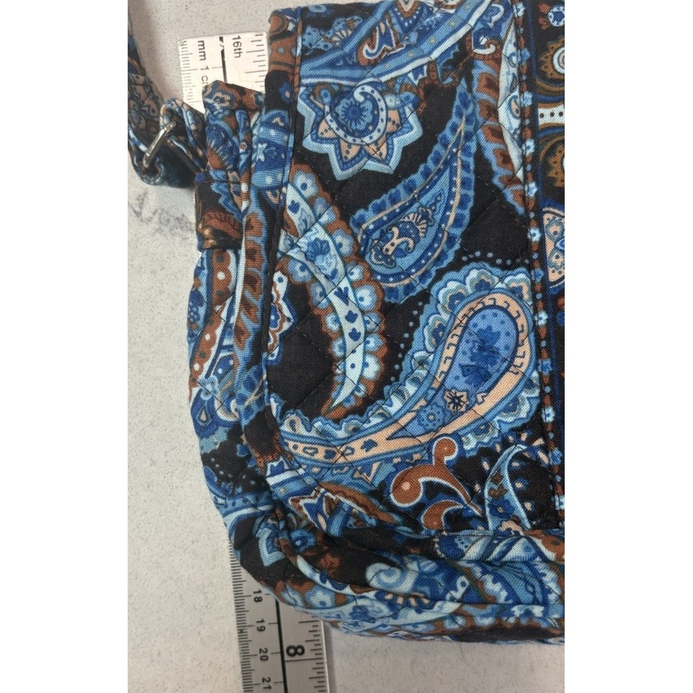 Stephanie Dawn Crossbody Hipster Bag Mocha Paisley Quilted Cotton Blue USA Made. - Picture 10 of 12